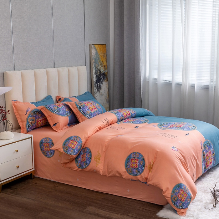 91家纺网 家纺一手货源 找家纺 优尚 2021新款亲肤磨毛中国风大版花系列四件套 如梦令