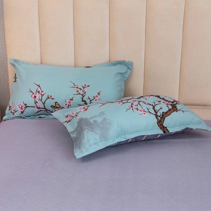 91家纺网 家纺一手货源 找家纺 优尚 2021新款亲肤磨毛中国风大版花系列四件套 水墨江南