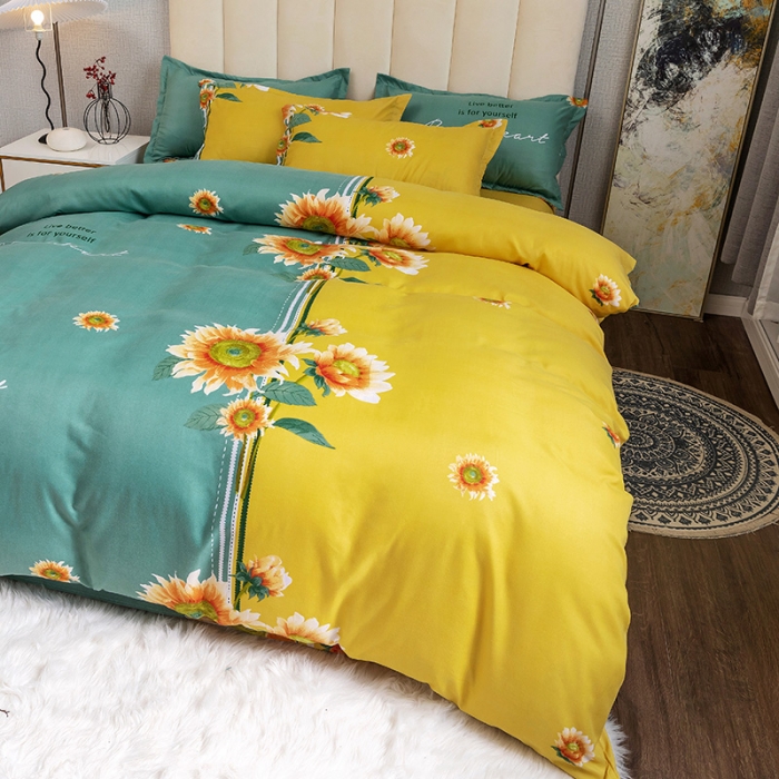 91家纺网 家纺一手货源 找家纺 优尚 2021新款亲肤磨毛中国风大版花系列四件套 向阳花开