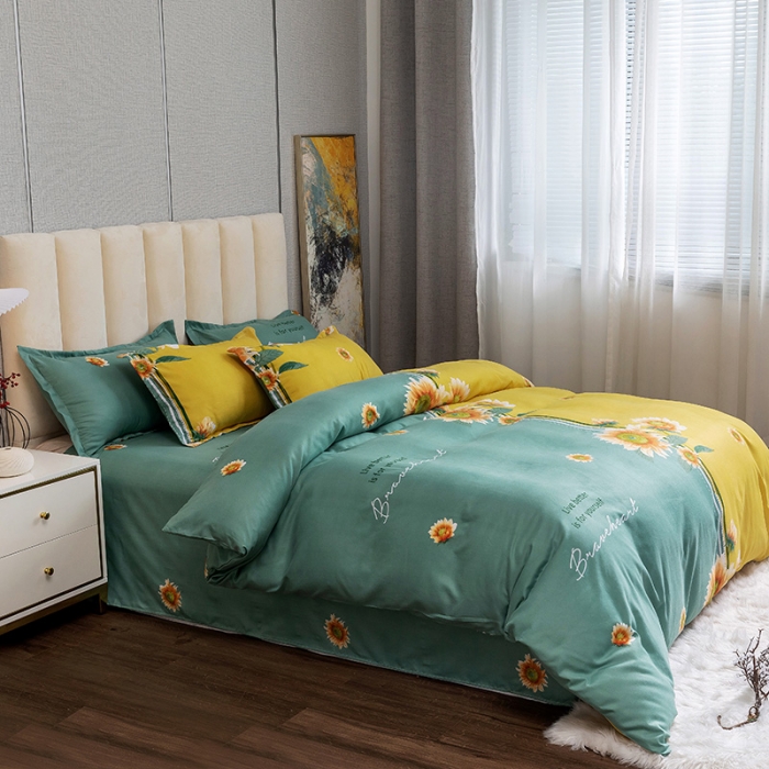 91家纺网 家纺一手货源 找家纺 优尚 2021新款亲肤磨毛中国风大版花系列四件套 向阳花开