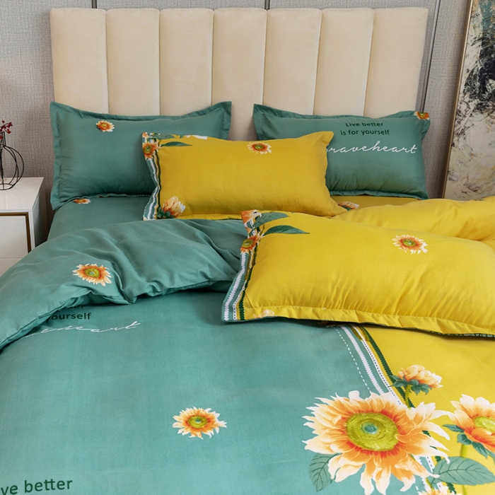 91家纺网 家纺一手货源 找家纺 优尚 2021新款亲肤磨毛中国风大版花系列四件套 向阳花开