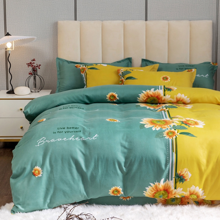 91家纺网 家纺一手货源 找家纺 优尚 2021新款亲肤磨毛中国风大版花系列四件套 向阳花开