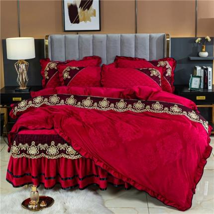 91家纺网 家纺一手货源 找家纺 （总）网红款水晶绗缝床裙四件套牛奶绒法莱绒加厚保暖被罩床罩