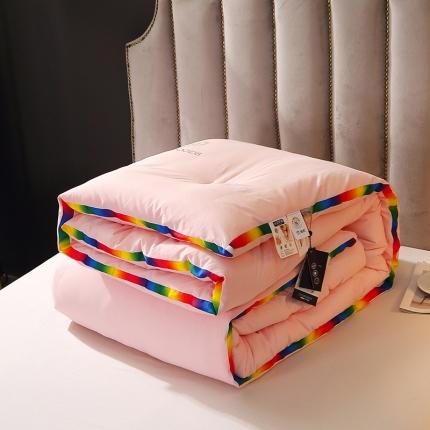 91家纺网 家纺一手货源 找家纺 VIP被业 2021新款彩虹大豆被冬被 彩虹粉