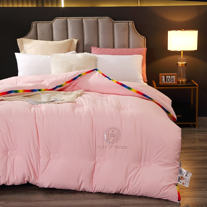 91家纺网 家纺一手货源 找家纺 VIP被业 2021新款彩虹大豆被冬被 彩虹粉