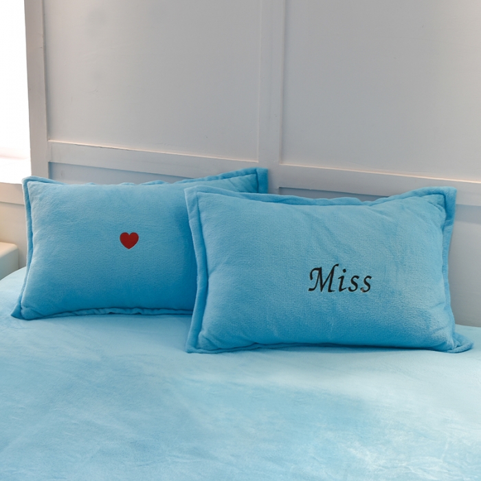 91家纺网 家纺一手货源 找家纺 简爱家纺新款保暖MISS款法莱绒刺绣四件套 绒miss-湖蓝