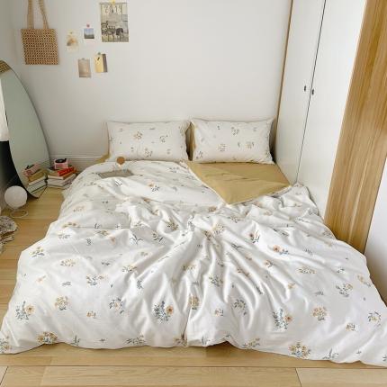 91家纺网 家纺一手货源 找家纺 绫韵 2021新款40S全棉13070四件套恋恋花乐小雏菊