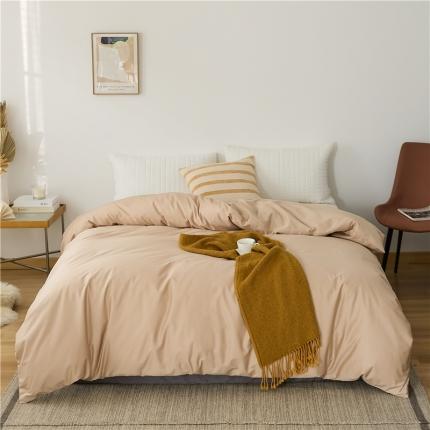 91家纺网 家纺一手货源 找家纺 新款长绒棉纯色单被套 蜂蜜色
