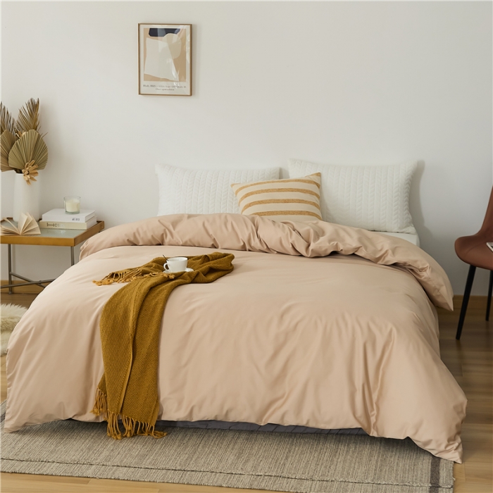 91家纺网 家纺一手货源 找家纺 新款长绒棉纯色单被套 蜂蜜色