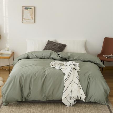 新款长绒棉纯色单被套 松叶绿