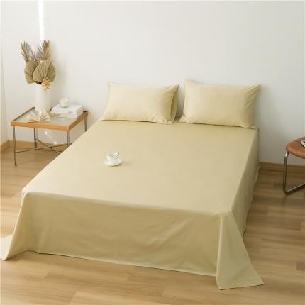 91家纺网 家纺一手货源 找家纺 新款长绒棉纯色单床单 樱草黄