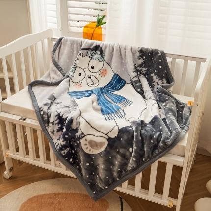 91家纺网 家纺一手货源 找家纺 凯轩毛毛毯毯子 加大加厚儿童云毛毯毯子 围巾熊灰