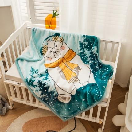 91家纺网 家纺一手货源 找家纺 凯轩毛毛毯毯子 加大加厚儿童云毛毯毯子 围巾熊浅绿