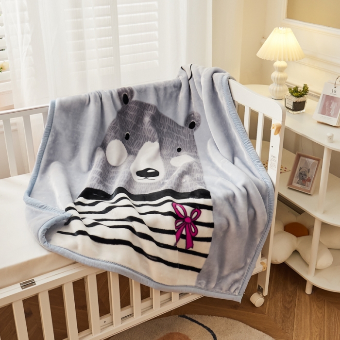 91家纺网 家纺一手货源 找家纺 凯轩毛毛毯毯子 加大加厚儿童云毛毯毯子 盼盼灰