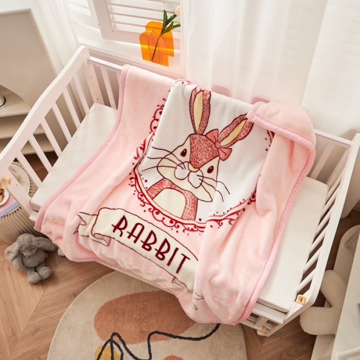 91家纺网 家纺一手货源 找家纺 凯轩毛毛毯毯子 加大加厚儿童云毛毯毯子 兔娃