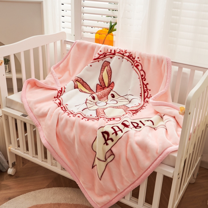 91家纺网 家纺一手货源 找家纺 凯轩毛毛毯毯子 加大加厚儿童云毛毯毯子 兔娃