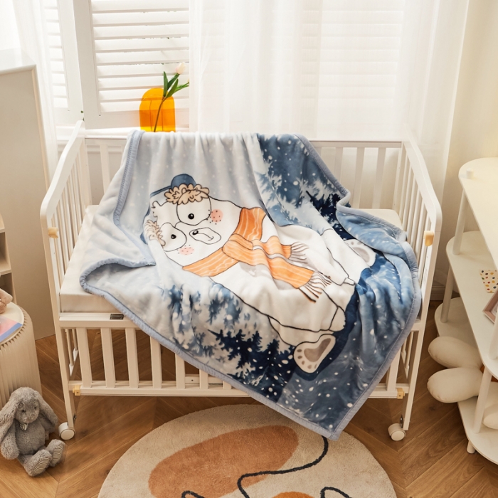 91家纺网 家纺一手货源 找家纺 凯轩毛毛毯毯子 加大加厚儿童云毛毯毯子 围巾熊浅蓝