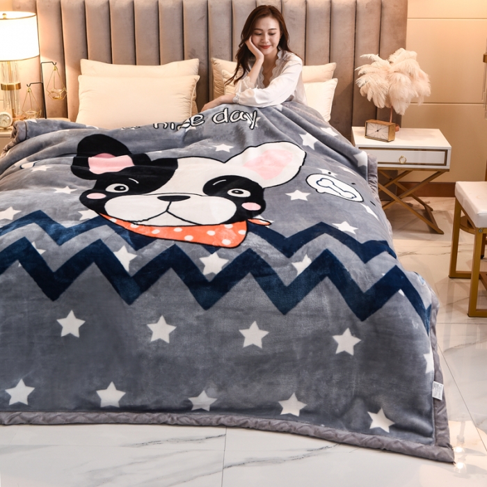 91家纺网 家纺一手货源 找家纺 2025秋冬新款双层加厚拉舍尔毛毯 保暖法莱绒毯子 心动