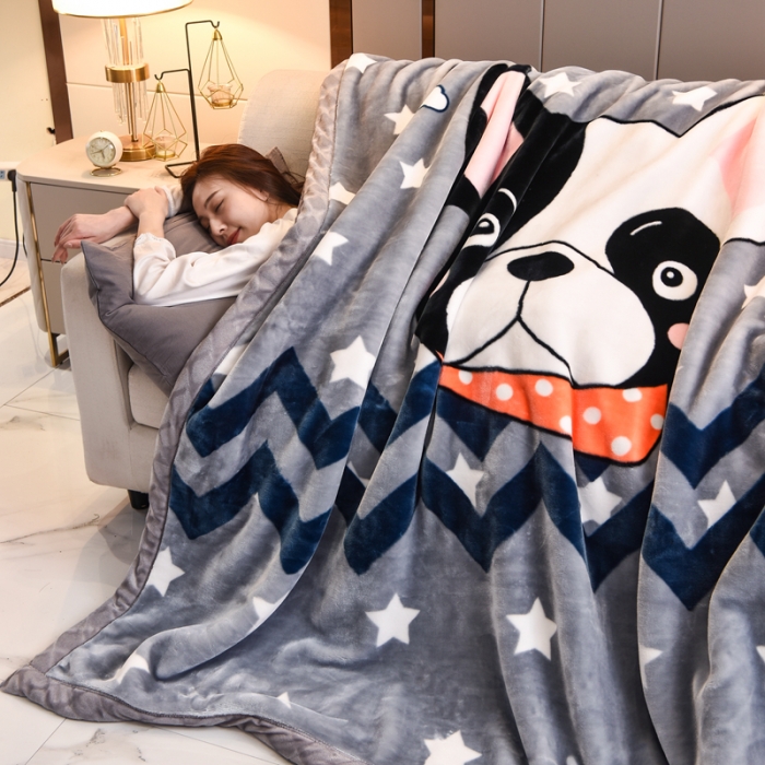 91家纺网 家纺一手货源 找家纺 2025秋冬新款双层加厚拉舍尔毛毯 保暖法莱绒毯子 心动