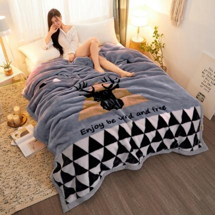 91家纺网 家纺一手货源 找家纺 2025秋冬新款双层加厚拉舍尔毛毯 保暖法莱绒毯子 自由鹿