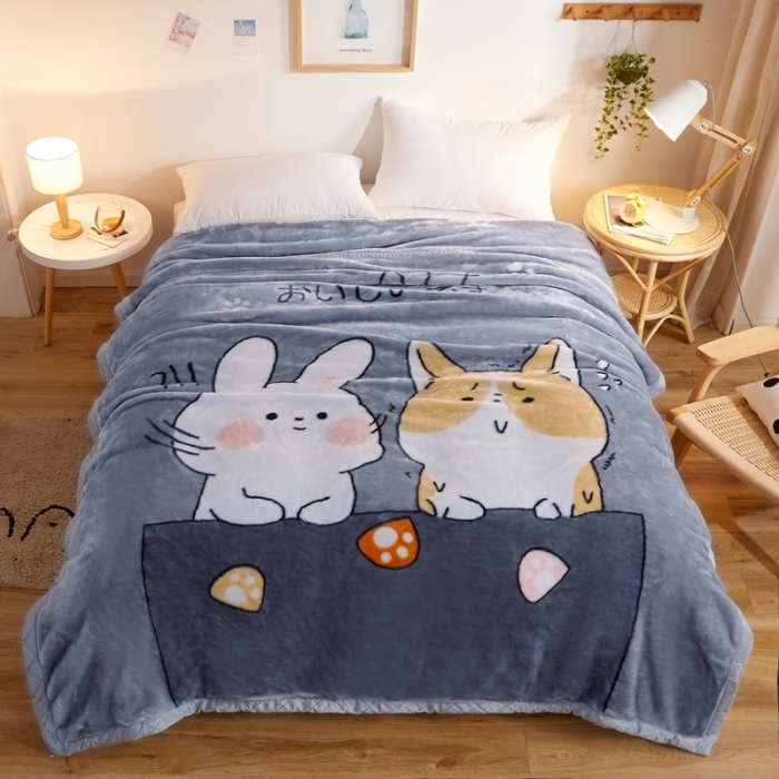 91家纺网 家纺一手货源 找家纺 2025秋冬新款双层加厚拉舍尔毛毯 保暖法莱绒毯子 午后时光