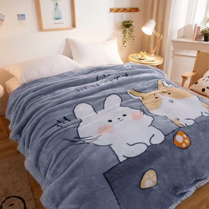 91家纺网 家纺一手货源 找家纺 2025秋冬新款双层加厚拉舍尔毛毯 保暖法莱绒毯子 午后时光