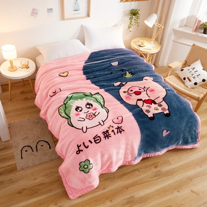 91家纺网 家纺一手货源 找家纺 2025秋冬新款双层加厚拉舍尔毛毯 保暖法莱绒毯子 表白