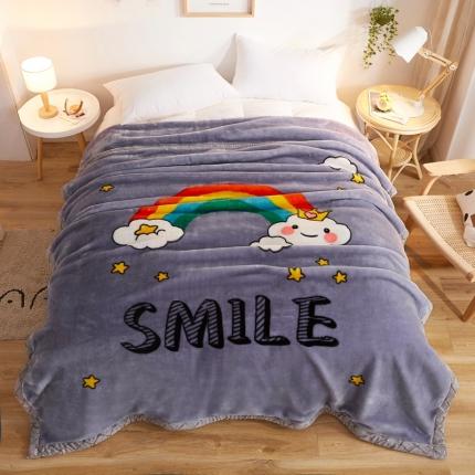 91家纺网 家纺一手货源 找家纺 2025秋冬新款双层加厚拉舍尔毛毯 保暖法莱绒毯子 彩虹