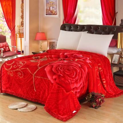 91家纺网 家纺一手货源 找家纺 2025秋冬新款双层加厚拉舍尔毛毯 保暖法莱绒毯子294大红