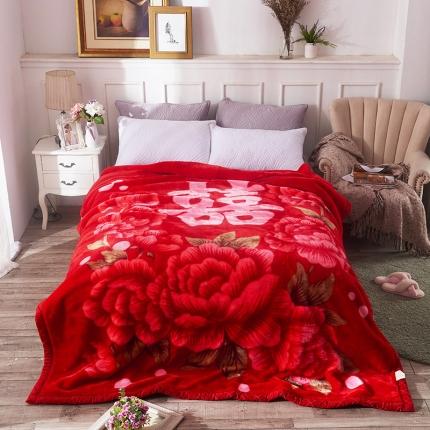 91家纺网 家纺一手货源 找家纺 2025秋冬新款双层加厚拉舍尔毛毯 保暖法莱绒毯子291大红
