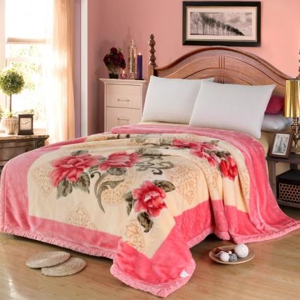 91家纺网 家纺一手货源 找家纺 2025秋冬新款双层加厚拉舍尔毛毯 保暖法莱绒毯子 305粉