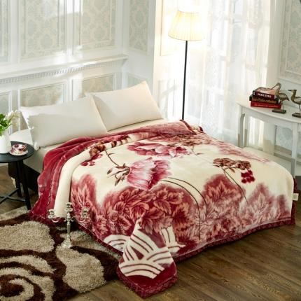 91家纺网 家纺一手货源 找家纺 2025秋冬新款双层加厚拉舍尔毛毯保暖法莱绒毯子1293豆沙