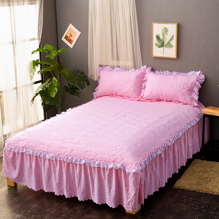 91家纺网 家纺一手货源 找家纺 （总）梦柏家纺 2021新款水洗棉夹棉床裙四件套