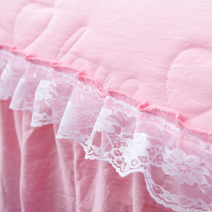 91家纺网 家纺一手货源 找家纺 梦柏家纺 2021新款水洗棉夹棉床裙四件套 公主粉