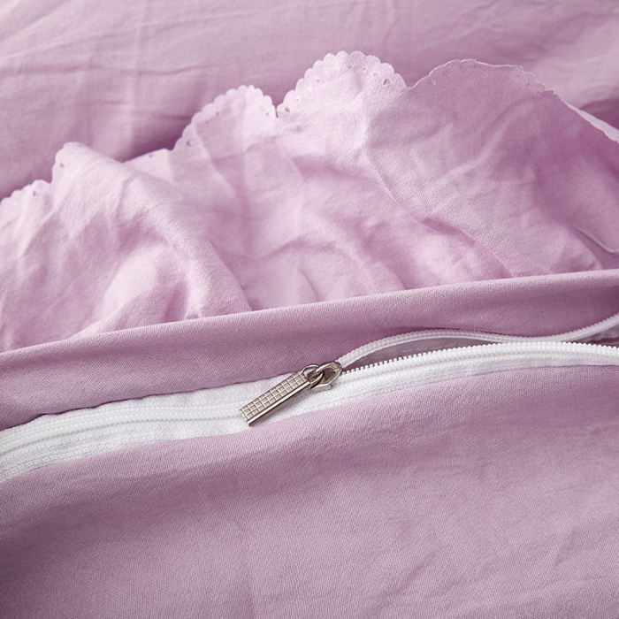 91家纺网 家纺一手货源 找家纺 梦柏家纺 2021新款水洗棉夹棉床裙四件套 兰花紫