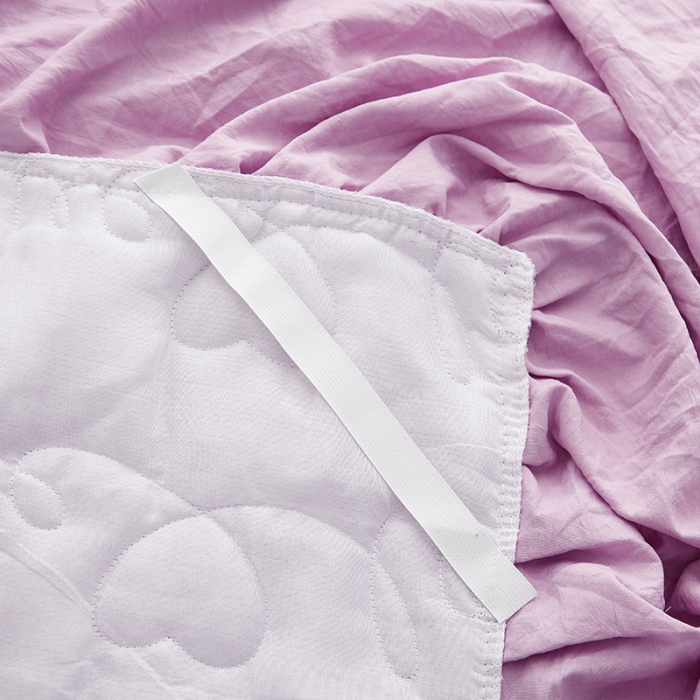 91家纺网 家纺一手货源 找家纺 梦柏家纺 2021新款水洗棉夹棉床裙四件套 兰花紫