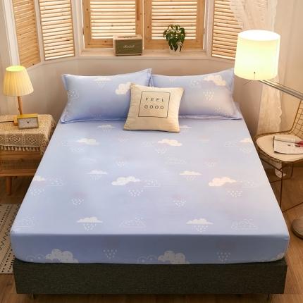 91家纺网 家纺一手货源 找家纺 蕾诺新款360全包围防螨抑菌保护套单层防水床笠 天空云