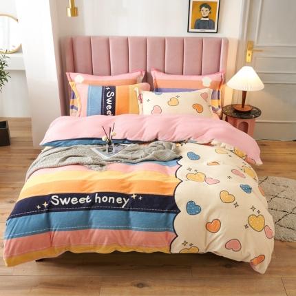 91家纺网 家纺一手货源 找家纺 （总）青竹苑 2021新款牛奶绒印花四件套