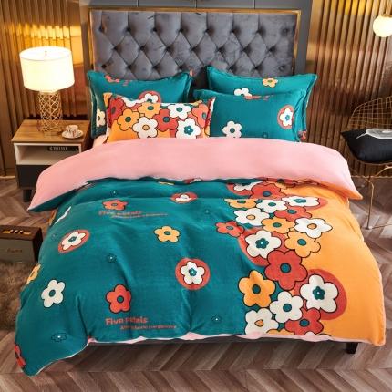 91家纺网 家纺一手货源 找家纺 （总）青竹苑 2021新款牛奶绒印花四件套