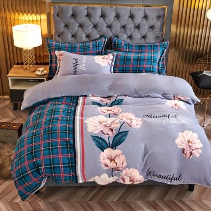 91家纺网 家纺一手货源 找家纺 （总）青竹苑 2021新款牛奶绒印花四件套