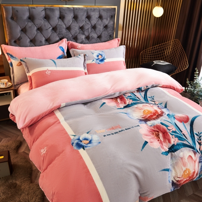 91家纺网 家纺一手货源 找家纺 （总）青竹苑 2021新款牛奶绒印花四件套