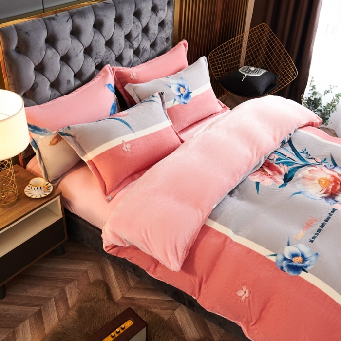 91家纺网 家纺一手货源 找家纺 （总）青竹苑 2021新款牛奶绒印花四件套