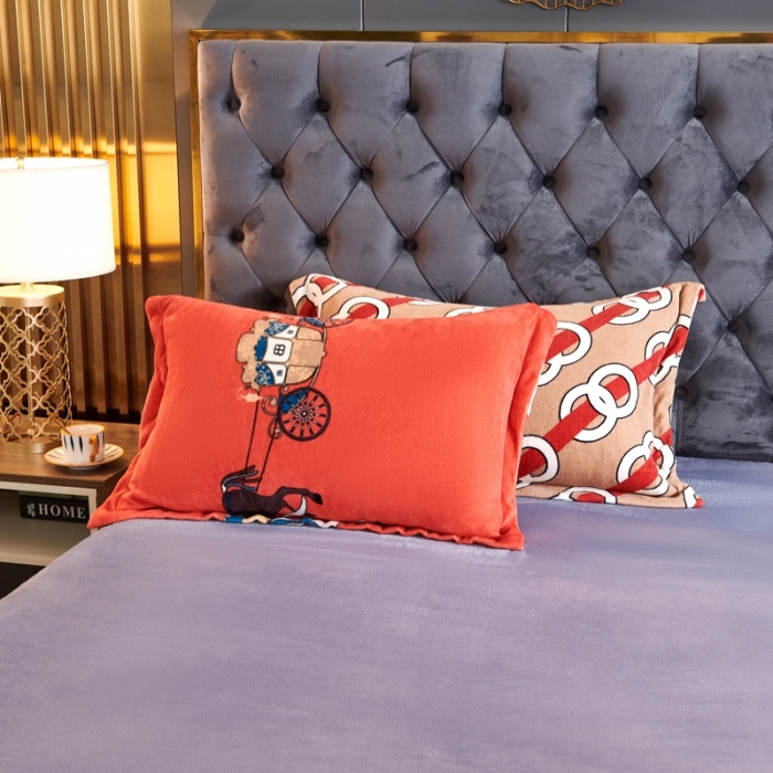 91家纺网 家纺一手货源 找家纺 青竹苑 2021新款牛奶绒印花四件套 马到成功