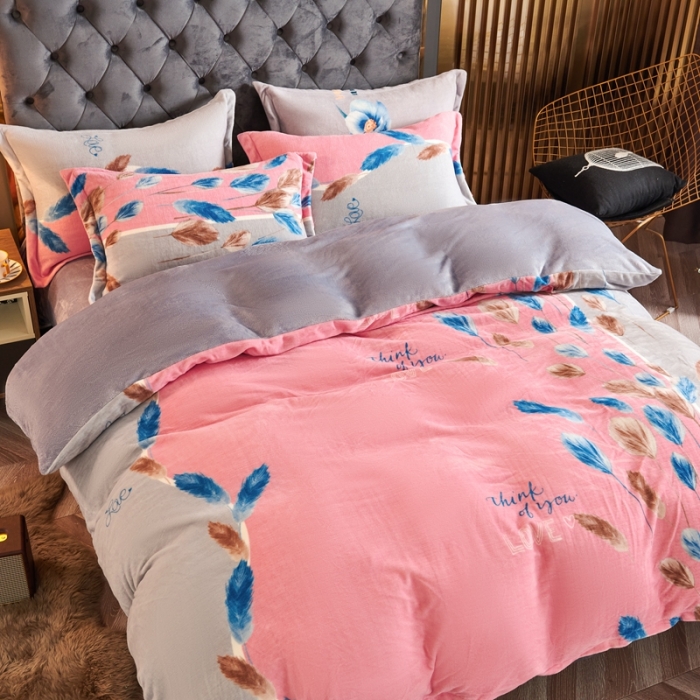 91家纺网 家纺一手货源 找家纺 青竹苑 2021新款牛奶绒印花四件套 思羽情怀