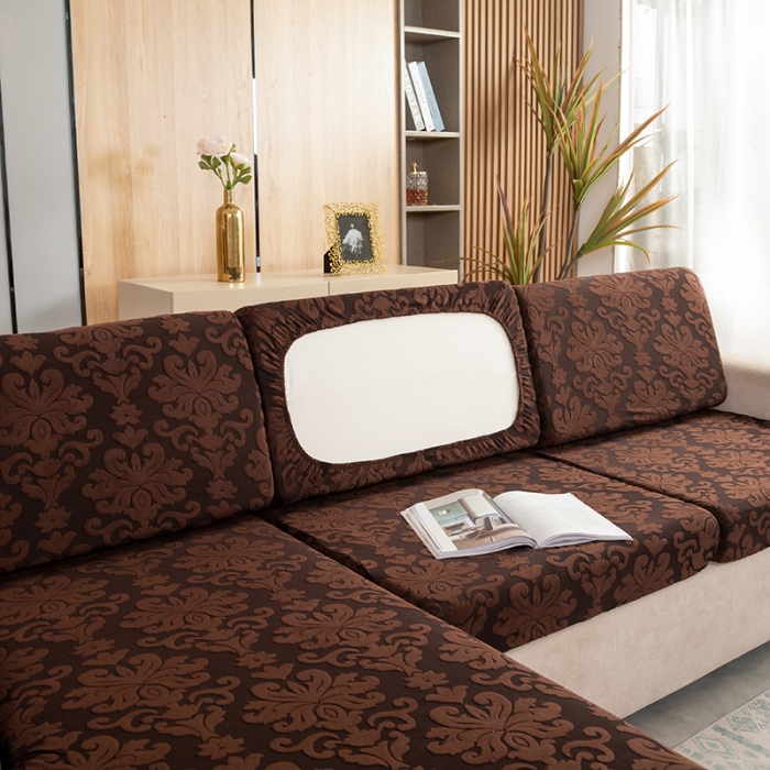 91家纺网 家纺一手货源 找家纺 兴妮雅家纺 2021新款提花坐垫套 咖啡