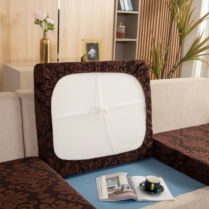 91家纺网 家纺一手货源 找家纺 兴妮雅家纺 2021新款提花坐垫套 咖啡