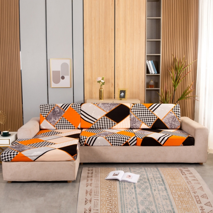 91家纺网 家纺一手货源 找家纺 兴妮雅家纺 2021新款印花款贵妃坐垫套 千鸟格橙