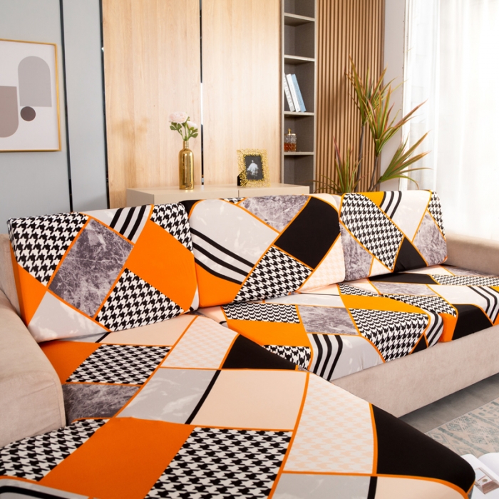 91家纺网 家纺一手货源 找家纺 兴妮雅家纺 2021新款印花款贵妃坐垫套 千鸟格橙