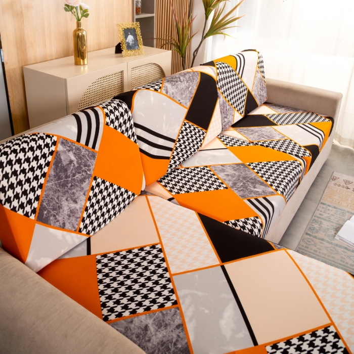 91家纺网 家纺一手货源 找家纺 兴妮雅家纺 2021新款印花款贵妃坐垫套 千鸟格橙