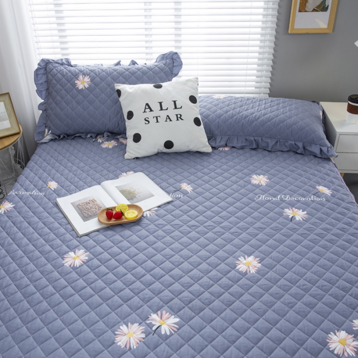 91家纺网 家纺一手货源 找家纺 情煊  2021新款全棉夹棉床裙(可定制尺寸) 雏菊之恋